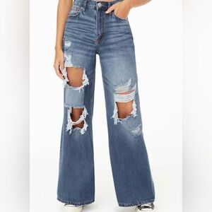 👖Aeropostale High-Rise Super Wide Leg Distressed Flare Jeans Sz 0